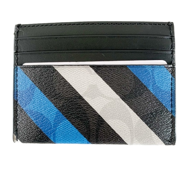 NWT Coach Slim Card Case With Stripe Print - Picture 1 of 3